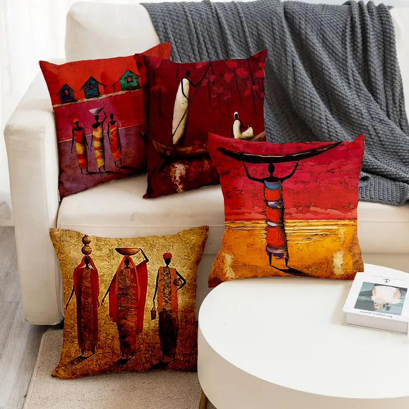 

Red Picture Tribe Black Female Printed Soft Square Pillowslip Linen Blend Cushion Cover Pillowcase Living Room Home Decor