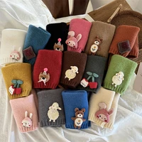 3-8Y Children's Scarf Neck Cover Windproof Mask Autumn and Winter Solid Color Cartoon Baby Knitted Bibs Scarves Boys and Girls 1