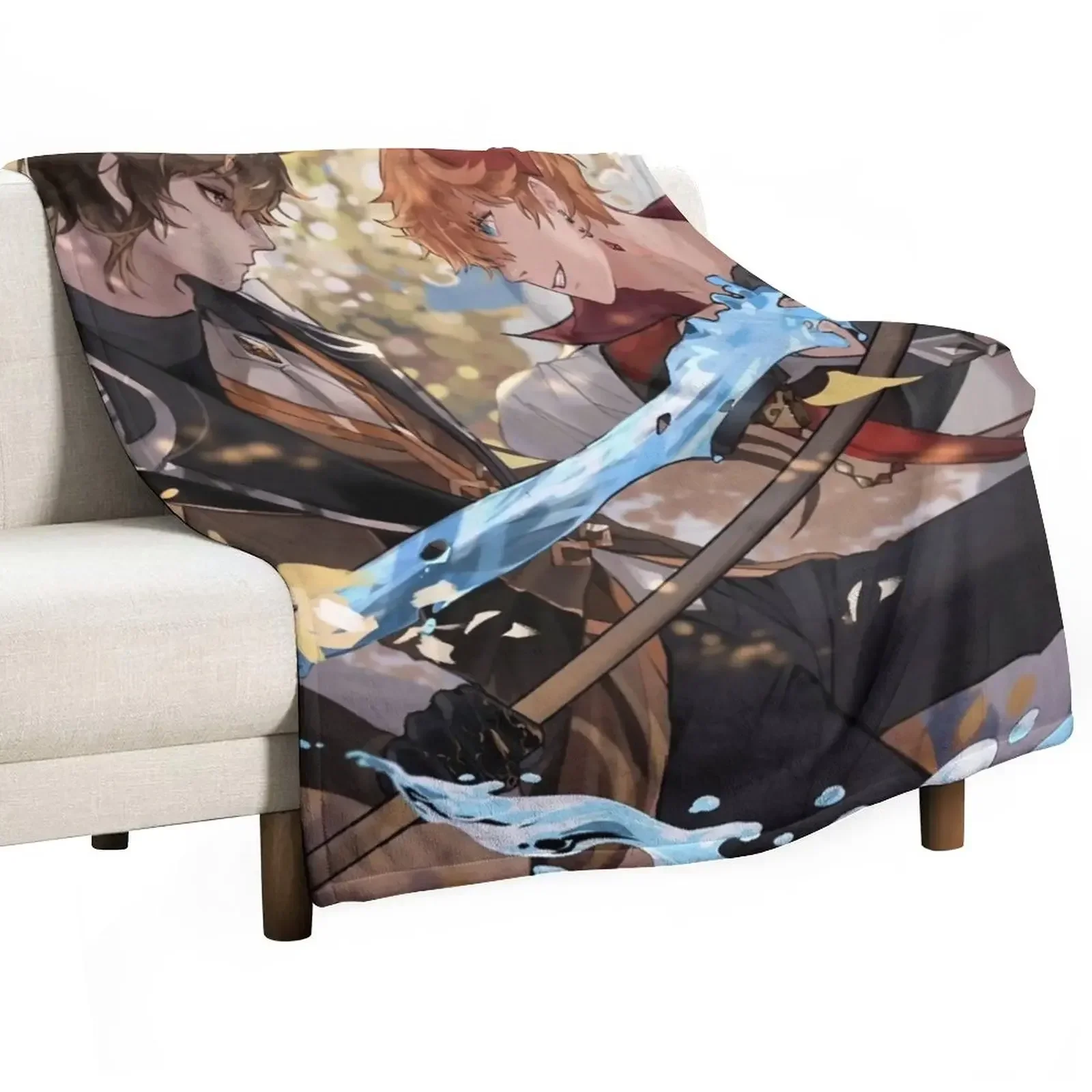 

Zhongli and Childe Genshin Impact Throw Blanket Soft Beds warm winter For Decorative Sofa Decorative Sofa Blankets