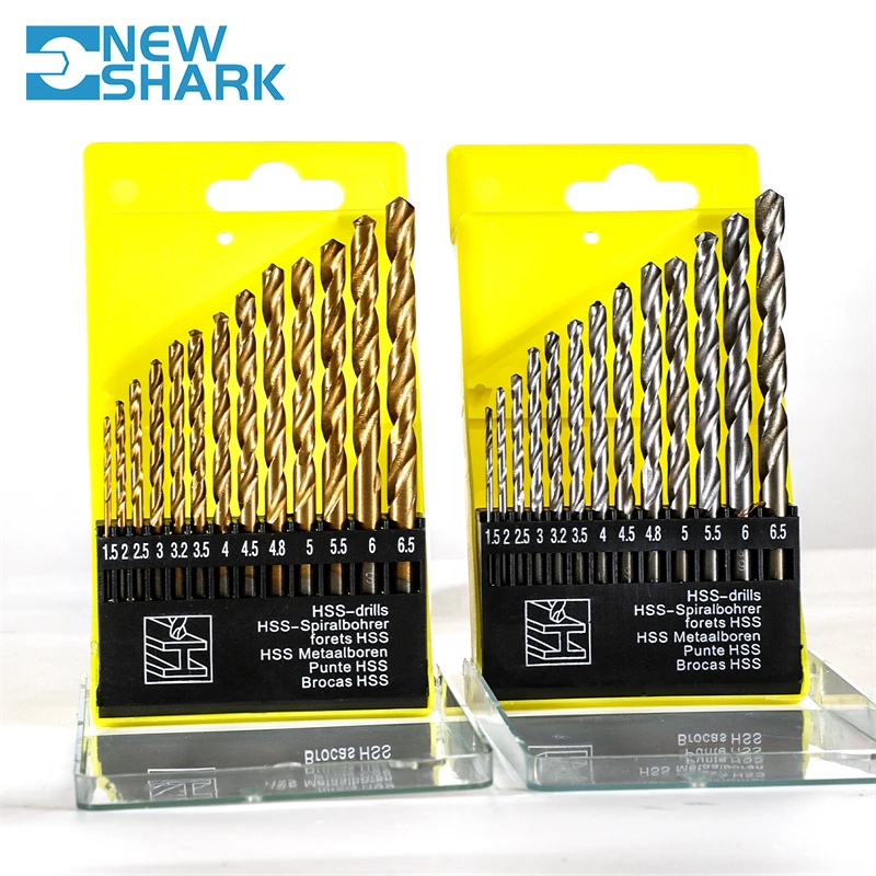 

13pcs 1.5-6.5mm Twist Drill Bit Set HSS Titanium Coated Round Shank Punch Hole Tool Core Woodworking Tools Hard Metal Drill Bits