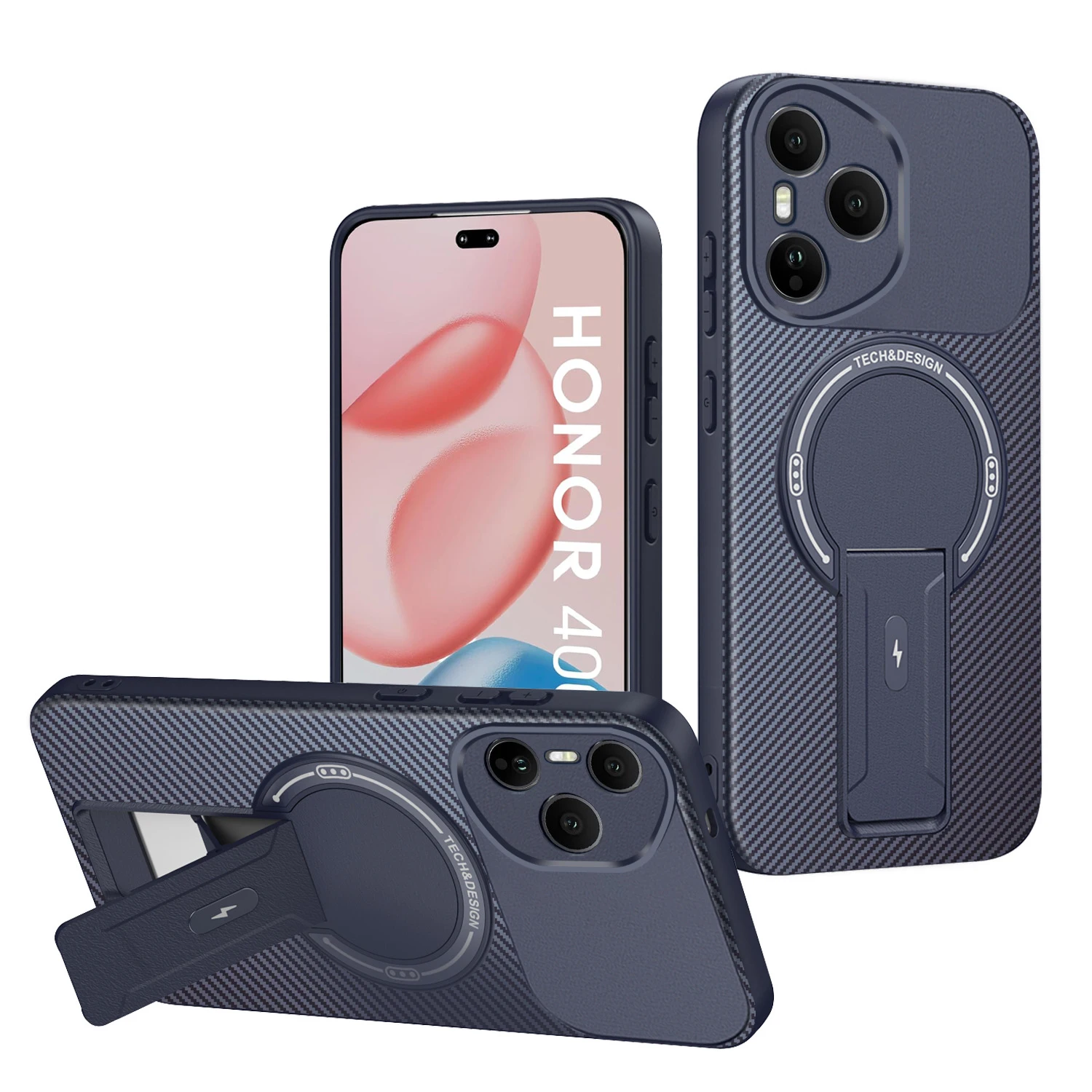 Luxury Magnetic Carbon Stand Case | Wireless Charging Phone Back Cover