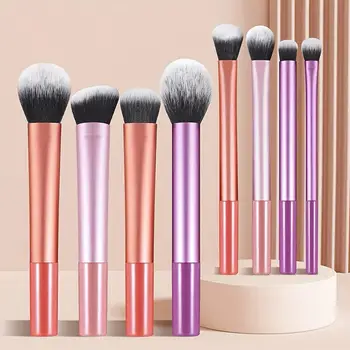 Set di 8 Pennelli per Trucco in Vari Colori, Setole Sintetiche Morbide, Pennelli per Fondotinta, Blush, Ombretto, Strumenti Cosmetici