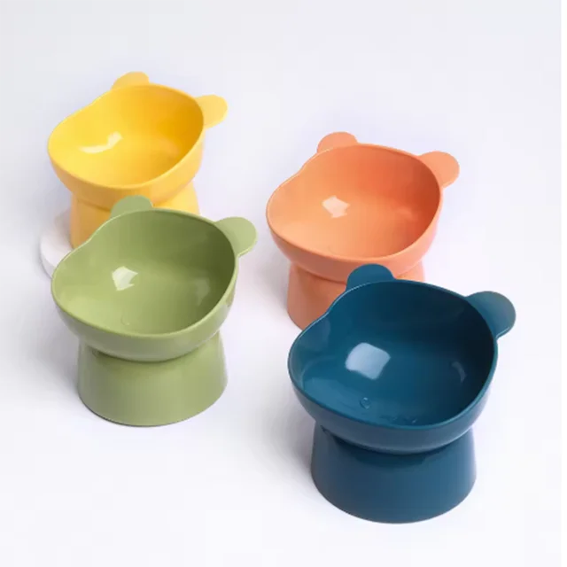 New Elevated Cat Bowls Stress Free Feeder and Waterer with Base Anti-Vomiting Tilted Raised Nonslip Pet Bowls 5