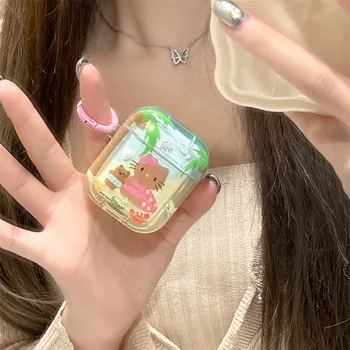 산리오 비키니 다크 스킨 헬로 키티 무선 헤드폰 커버 이어폰 케이스, 에어팟 1, 2, 3, 프로 2 용, 귀여운 액세서리
