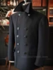 Men's Black Woolen Blazer Double Breasted Jacket Slim Fit Male Casual Business Wool Men's Jacket For Autumn and Winter 2