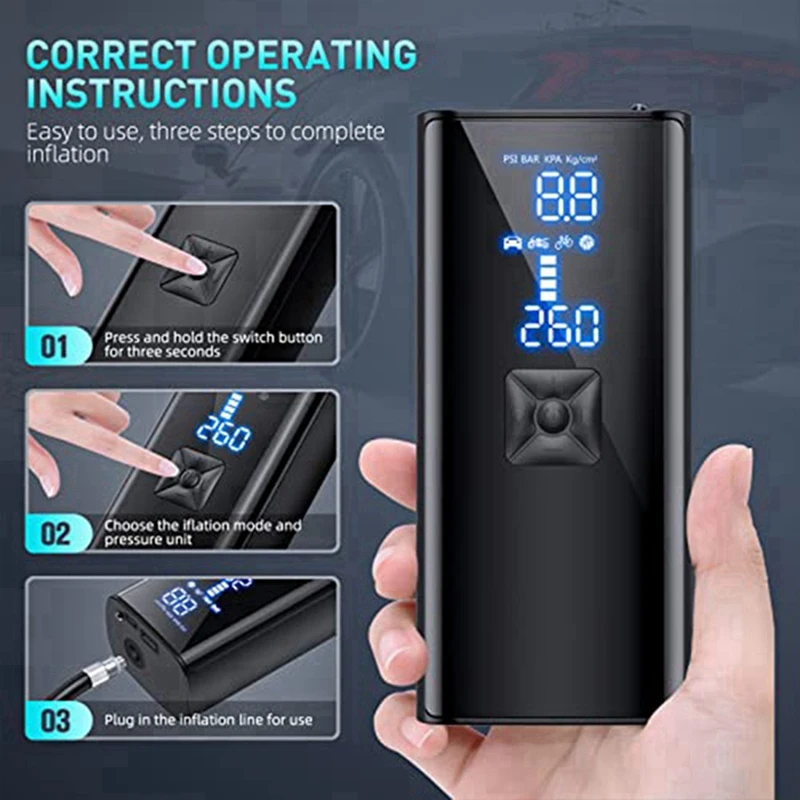 ڵ Ÿ̾ ޴  , 1 ǽ Ÿ̾ â, 150PSI  , 10000Mah ͸
