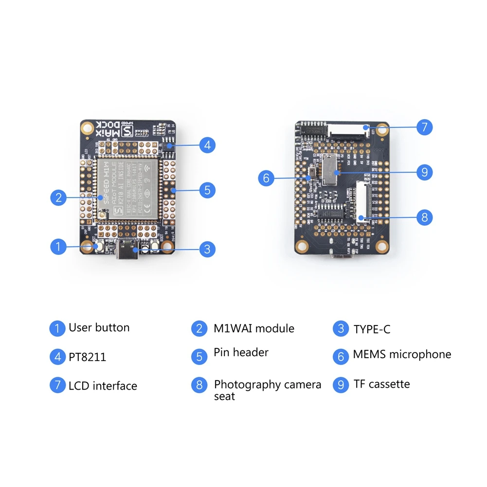 MAIX Dock K210 Ai+Lot Deep Learning Vision Scan and Voice Development Board+2.4 Inch Screen+Gc0328 Camera