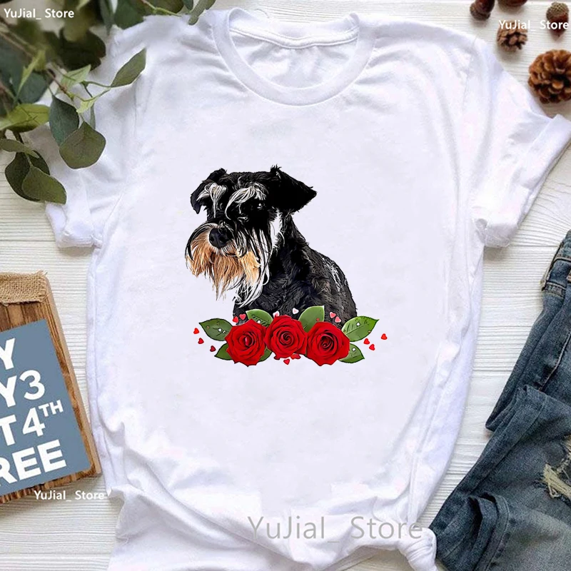 Schnauzer Hund Liebe Boba Tier druck T-Shirt Frauen Kleidung Kawaii Hund Liebhaber T-Shirt Femme Sommer Mode Tops T-Shirt – Detail 20