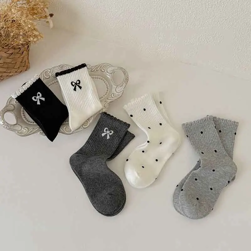 3/5Pairs Baby Socks Spring Summer Soft Comfortable Breathable Children Mesh Socks Kids Girls Calf Length Polka Dots Socks