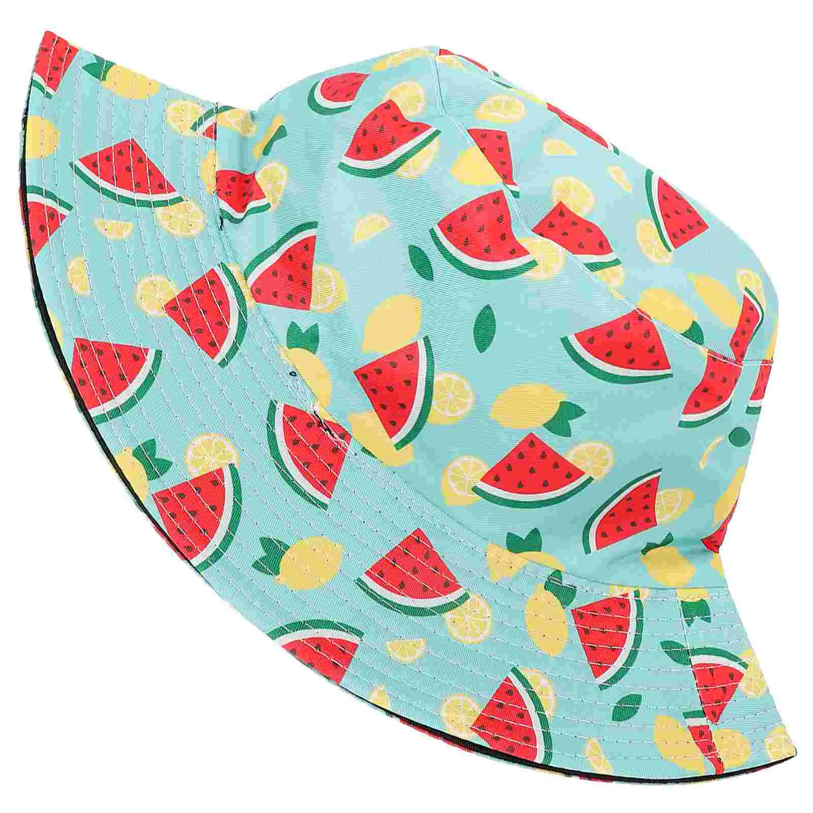 

Hats for Men Watermelon Print Bucket Women's Sun Outdoor Casual Reversible Large