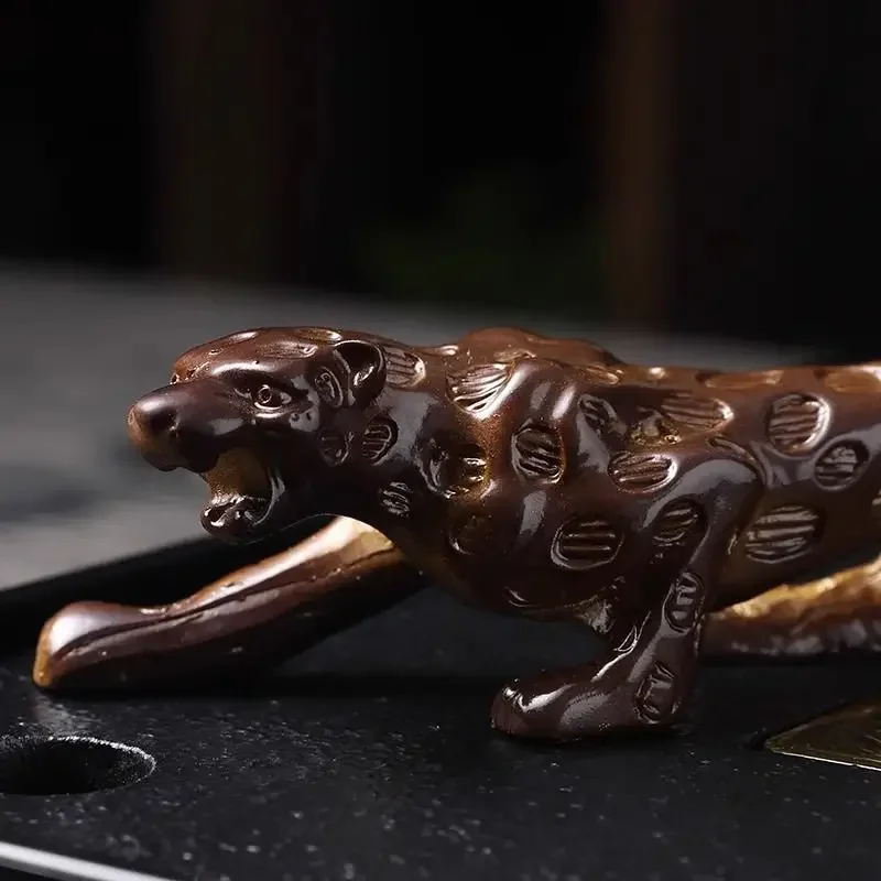 Color-Changing Golden Leopard Tea Pet Figurine Lucky Money Car Dashboard Decor Creative Tea Ceremony Gift Premium Craft