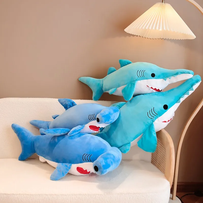 

Lifelike Plush Shark Toys Plushie Cartoon Hammerhead Shark Dolls Sea Ocean Fish Simulation Pillow For Kids Boys Christmas Gifts