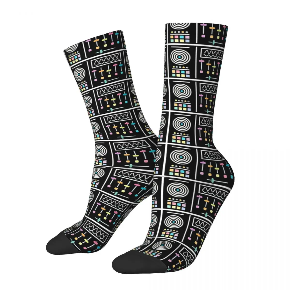 

DJ Digital Turntables Happy Men's Socks Retro Modular Synthesizer Street Style Crazy Crew Sock Gift Pattern Printed