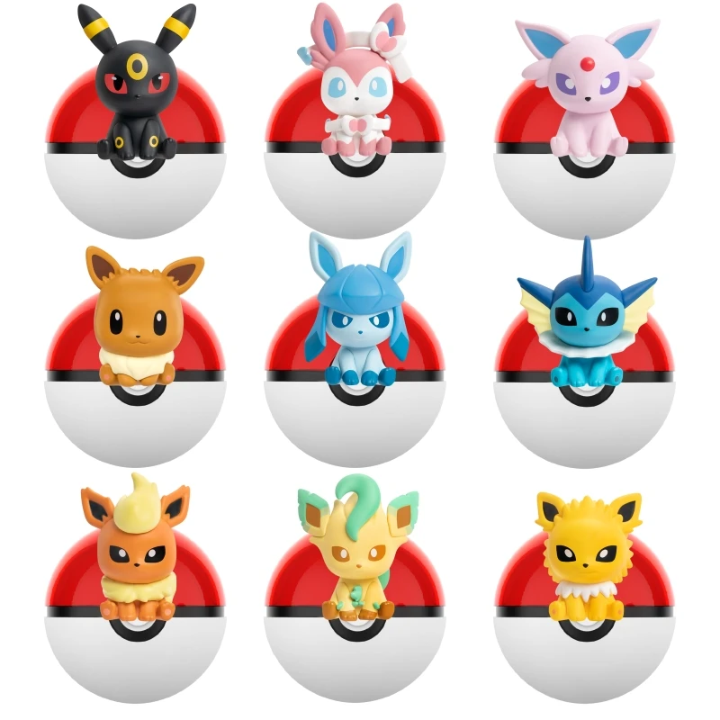 Pokemon Anime Poke Ball Action Figures Eevee Sylveon Umbreon Mini Dolls FUNISM Original Genuine Model Ornament Toys Gift