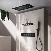 Système de douche à température constante, plafond en laiton gris pistolet, design intégré, affichage numérique LED, mélangeur de salle de bains d'eau froide et chaude 3