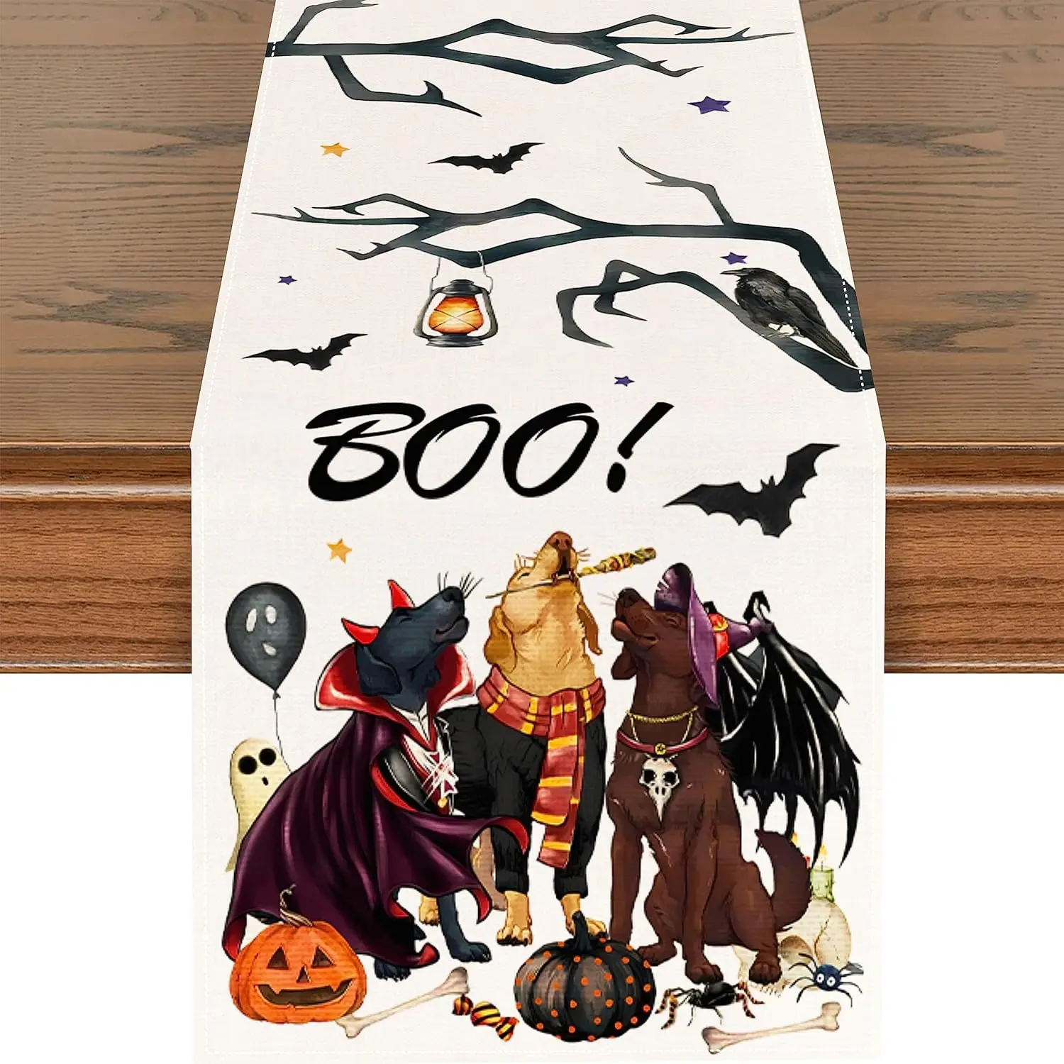 

Настольная дорожка Boo белье в стиле Хэллоуина, украшение для праздничного кухонного обеденного стола, украшение для дома, праздника, вечеринки, Хэллоуина