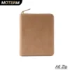 Moterm Vegetable Tanned Leather A6 Size Zip Cover with Top Pocket Cowhide Planner Zipper Notebook Organizer Agenda Journal Diary 1