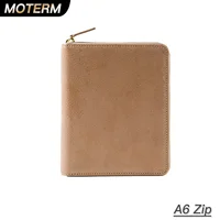 Moterm Vegetable Tanned Leather A6 Size Zip Cover with Top Pocket Cowhide Planner Zipper Notebook Organizer Agenda Journal Diary 1