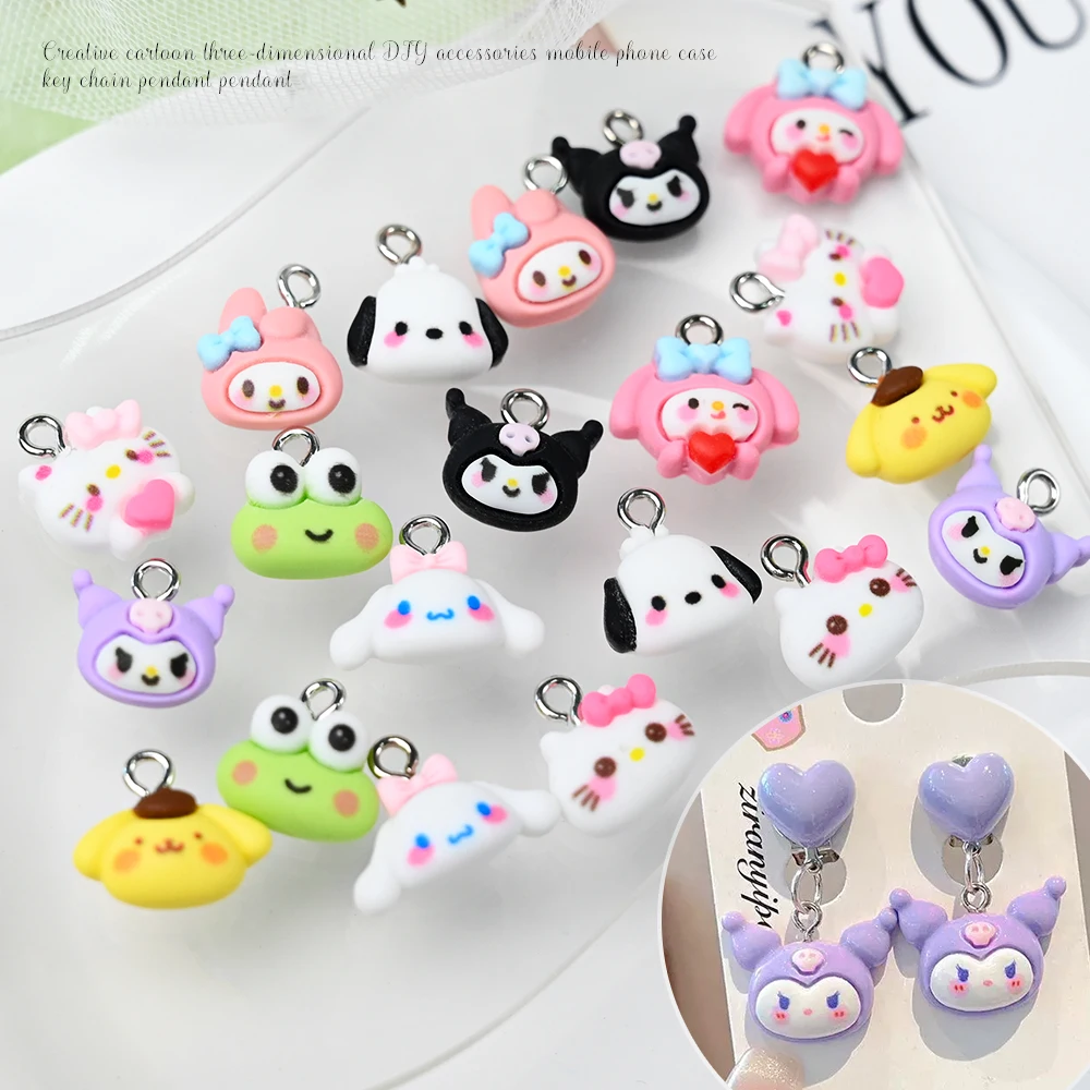 10/30/35/50pcs Sanrio Pendant Charms Kawaii Hello Kitty & Kuromi Resin Charms for DIY Jewelry - Bracelets, Keychains, Necklaces* 4