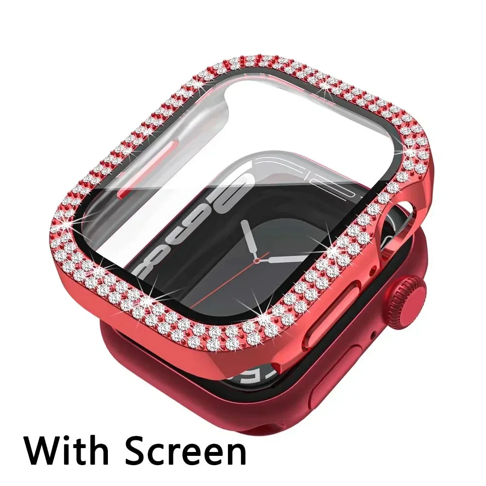 Diamond Bling Tempered Glass Cover for Apple Watch - Screen Protector & Bumper Case