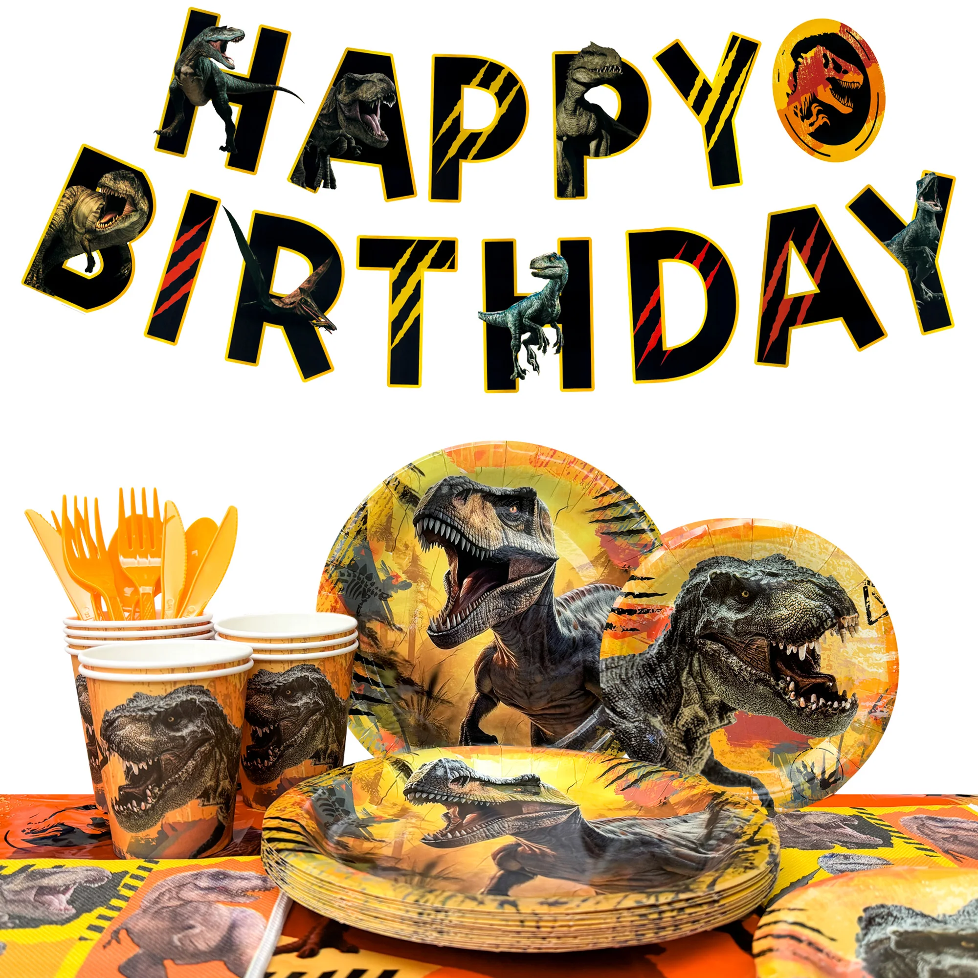 Jurassic World Birthday Decorations Tableware,127pcs Jurassic World