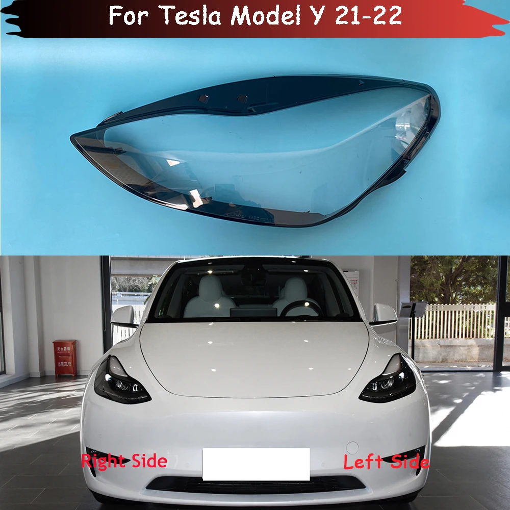 

Car Headlight Cover For Tesla Model Y 2021 2022 Auto Front Lampshade Head Light Lens Shell Headlamp Caps Lampcover Glass Case
