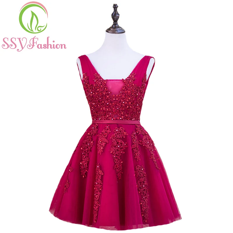Cocktail Dresses Banquet Party Formal Dress Homecoming Dress Robe De Soiree SSYFashion Clearance Short Lace Backless