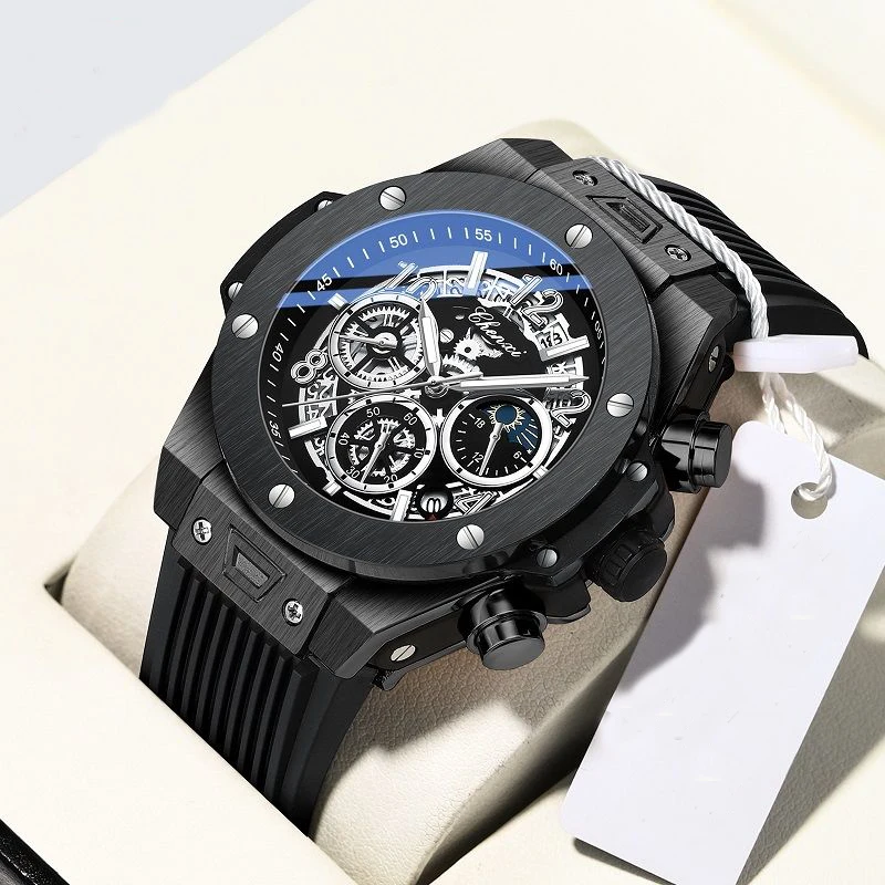 Stylish Men's Watches Waterproof Rubber Strap Outdoor Casual Sport Watch for Men Multi Function Ins TK Fashion Brand Wristwatch