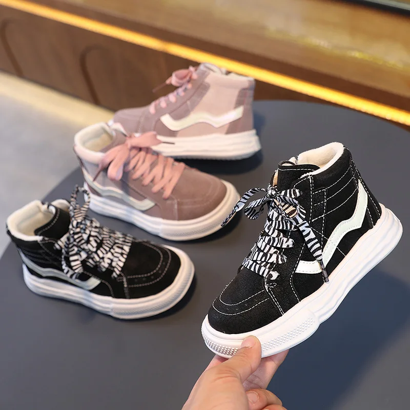 

Детская повседневная обувь, осенне-зимние ботинки для снега, модная кожаная обувь для мальчиков, мягкие Нескользящие ботинки для девочек 26-37, спортивная обувь для бега