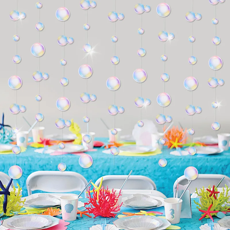 3M Bubble Garlands Kids Mermaid Birthday Party Decoration Hanging Banner Under The Sea Ocean Party Supplies Baby Shower Wedding