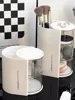 Rotating Cosmetic Storage Box Makeup Powder Puff Shelf Holder Dustproof Desktop Remover Cotton Brush Storage Rack Organizer 6