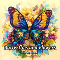 Butterfly and Flowers Adult Coloring Book - 20*20cm 24 Page Art Coloring Book - Helps Reduce Stress and Ease Emotions 2