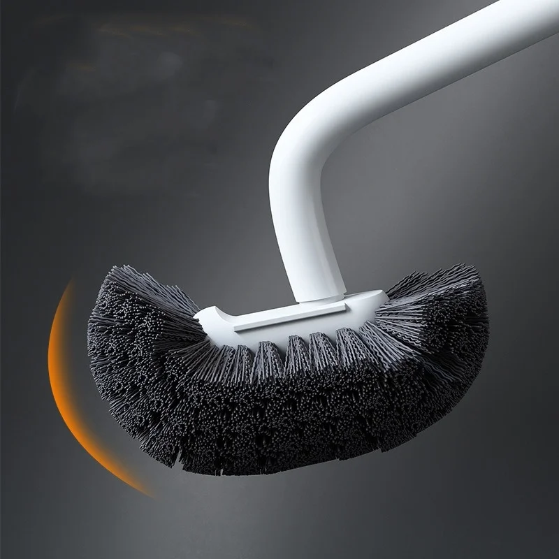 Toilet Brush Set Multi-function Head Plastic Bending Thicken Handle Holder
