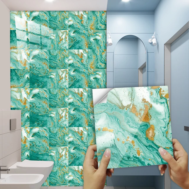 Pegatinas de azulejo de cristal con efecto 3D, pegatinas de pared  autoadhesivas impermeables DIY, Decoración de cocina y baño, papel tapiz de  PVC, 10 piezas - AliExpress