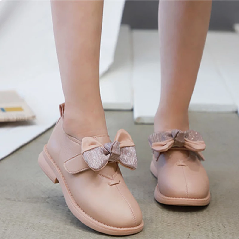 

Vintage Black Kids Leather Shoes Chic Bowknot Soft Sole Loafer Girls Party Shoes Slip-On Flats Children Casual Shoes Spring Fall