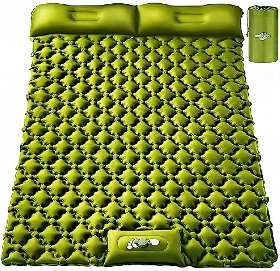 Camping Sleeping Pad, Ultralight Self Inflating Camping Pad 2 Person with Pillow Built-in Foot Pump for Camping, Hiking - Airpad