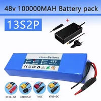 Pack de batteries lithium-ion 13S2P 48V 100000mAh 100Ah avec BMS 250W 350W 500W 750W 1000W et chargeur 54.6V offert 1