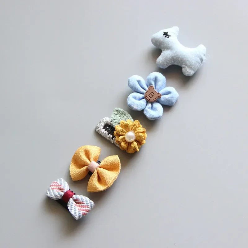 5Pcs/Set Baby Hair Clip Set Baby Headband Accessories Cross Kid Hairclip Cartoon Girl Hair Clip Baby Barrettes Hair Accessories 3