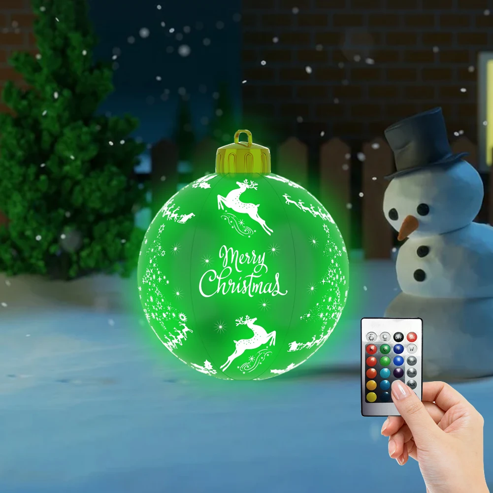 60cm Christmas Inflatable Tree Hanging Ball Waterproof Giant Inflatable Bauble Festival Theme Outdoor Holiday Garden Yard Decor
