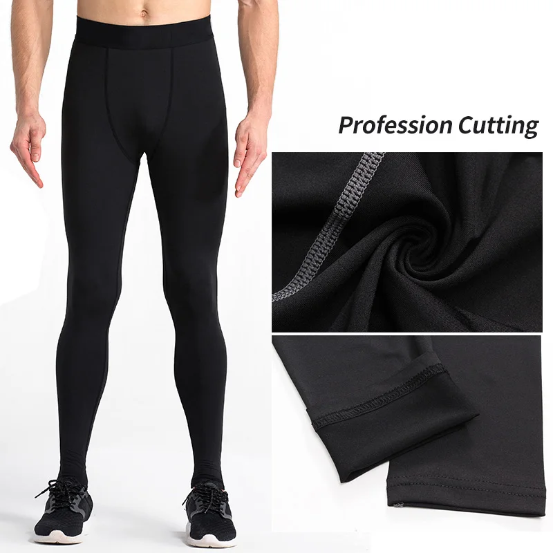 Mens Gym Compression Leggings Sport Training Pants Dry Fit Running Tights Fitness Basketball Jogging Workout Trousers Polyester