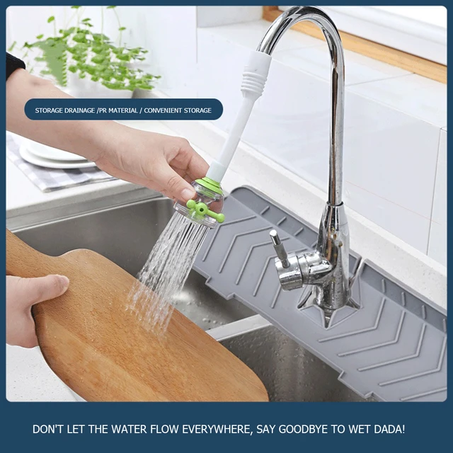 Kitchen Faucet Sink Splash Guard, Silicone Faucet Water Catcher Mat Sink  Draining Pad Behind Faucet, Rubber Drying Mat for Kitchen & Bathroom  Countertop Protect 