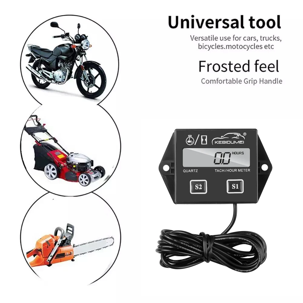 Tachometer Gauge Engine Tachometer Tachometer Meter Digital Tachometer Diesel Rpm Analog with 1.7M Sensor Cable for All 2 4 Stroke Gasoline Engine Waterproof for Motorcycle Suv