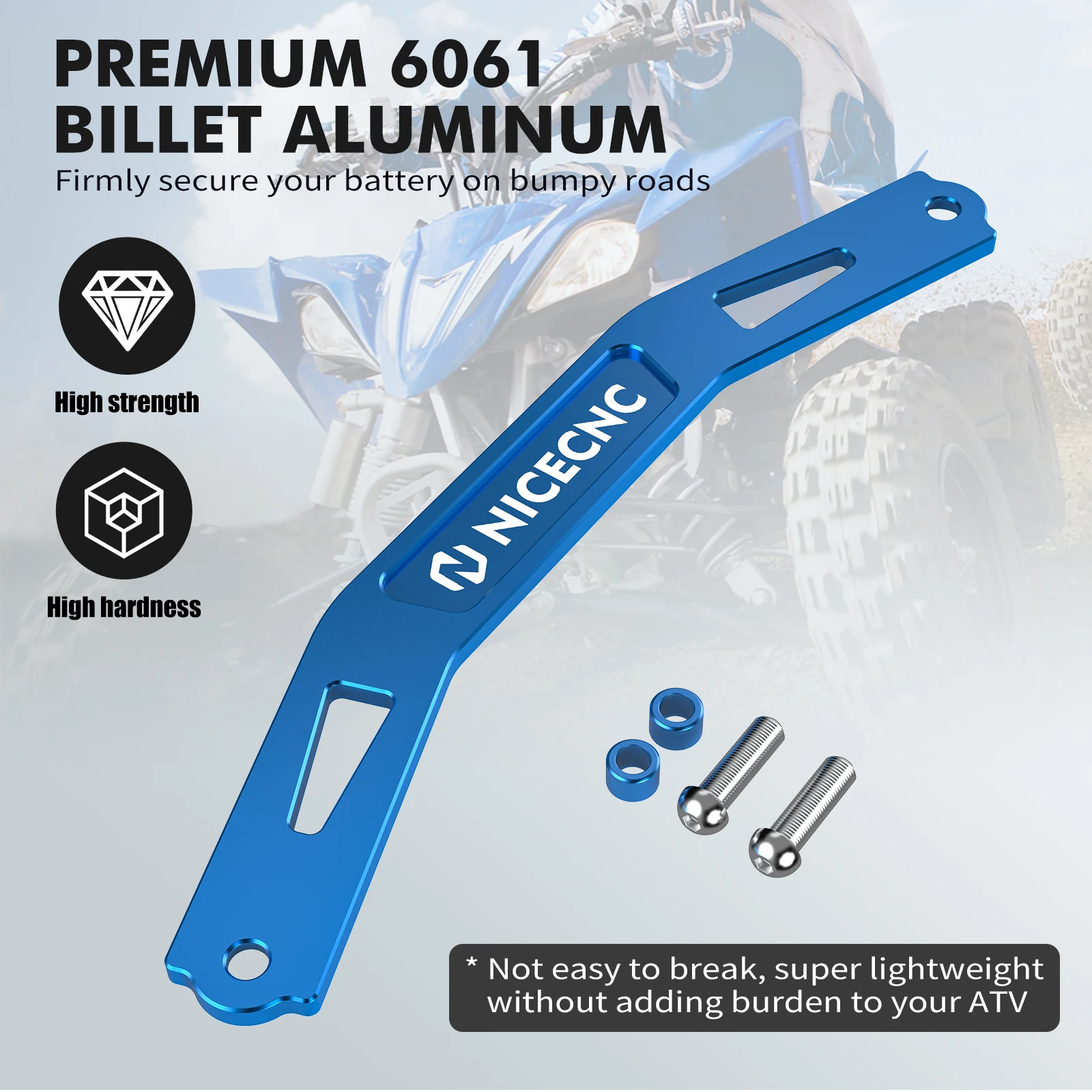 NICECNC Für Yamaha YFZ 450RATV Batteriehalter Halterung Für Yamaha YFZ450R 2009-2024 Billet Aluminium CNC Gefräste Schutzpolster – Detail 8