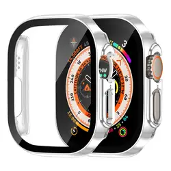 Premium Tempered Glass Screen Protector for Apple Watch with Protective Case - Ultra Durable, Crystal Clear Cover (Matte white)