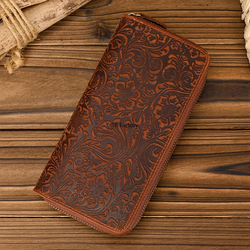 Premium Leather Long Wallet with Money Clip