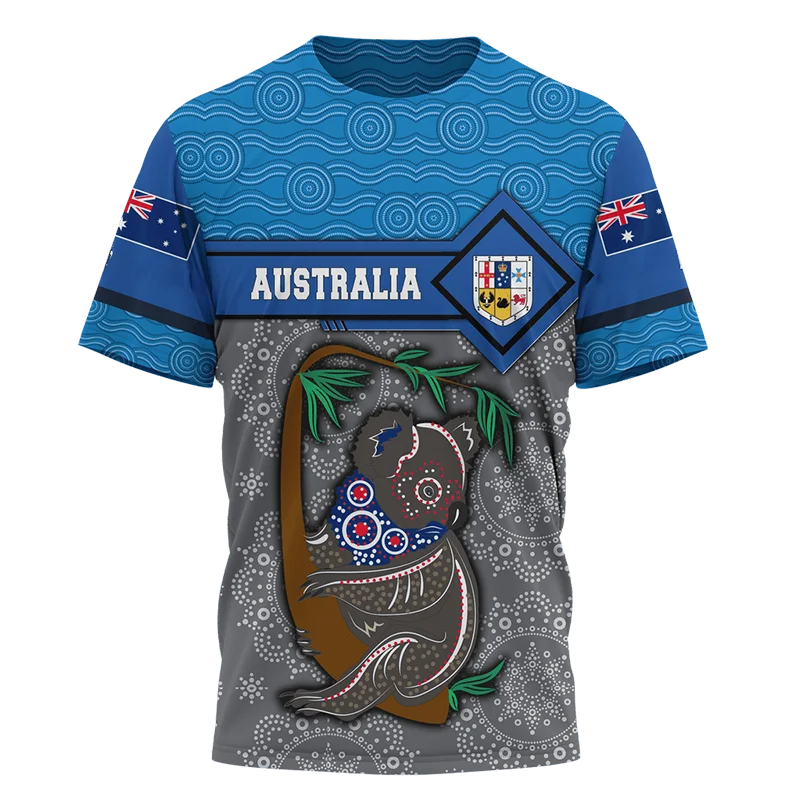 Men's T-shirt With Kangaroo 3d Print And Australian Flag Design_voghion.com