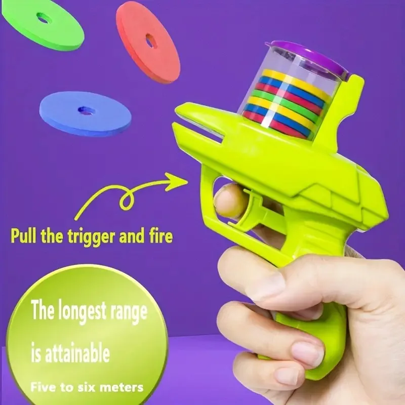 Carrot Gun Shooting Saucer Disc Toy Soft Bullet Foam Disc Launcher Gun Flying Shooter Pistol Kids Outdoor Game Recreation Toy 3