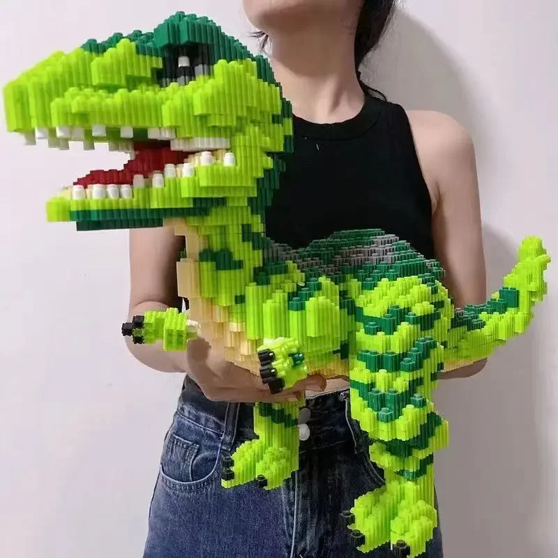 Dinosaur Building Block Toys, Giant Tyrannosaurus Rex Bricks, DIY Assembly Models, Children and Adults Birthday Gif