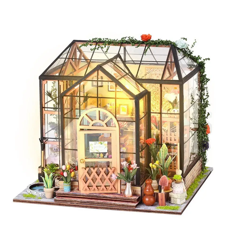 

DIY Wooden Doll House Miniature Flower Room Casa Building Kits Miniature With Furniture Roombox Toys For Girls Gifts L0N0