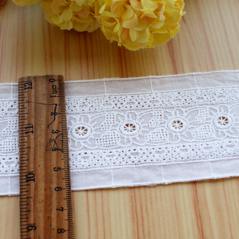 자수 레이스 재봉 리본, 기퓌르 트림, DIY 인형 의류 액세서리, 레이스 에지, 100% 면, 너비 6cm